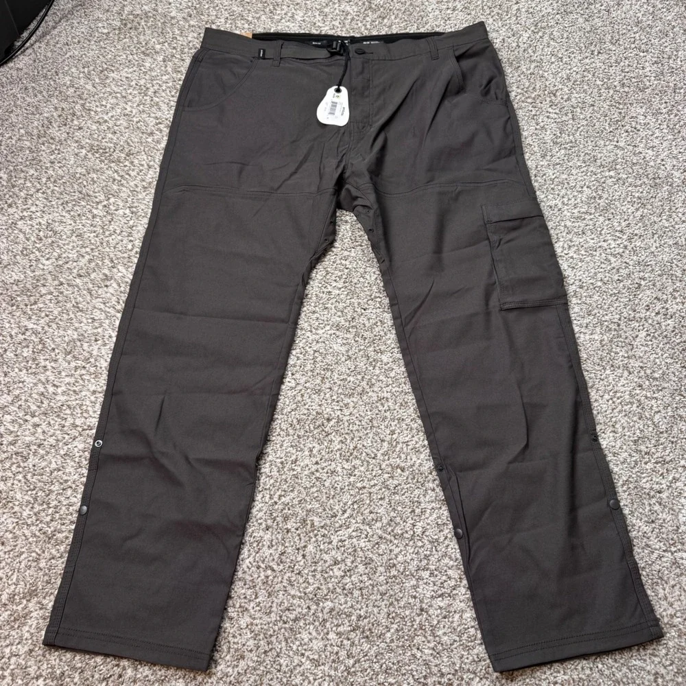 PrAna Zion II Stretch Men's 40x30 Tapered Leg Slim Fit Cargo Pants Dark Iron New